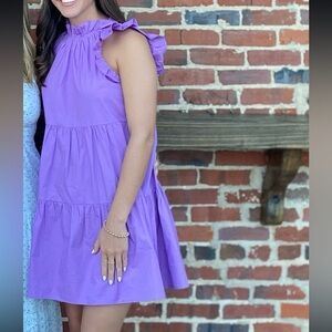 Purple Sleeveless Ruffle Dress